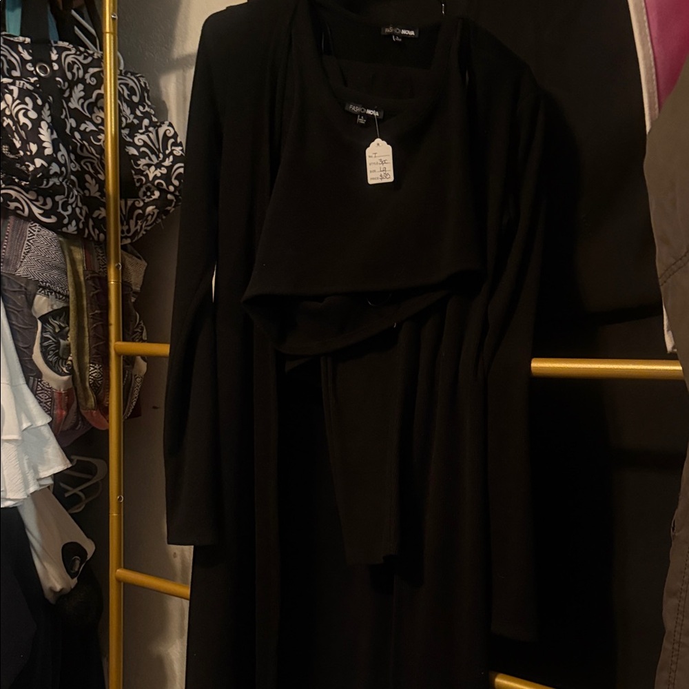 Fashion Nova Elegant Black Long Sleeve Dress